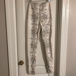 snake print faux leather leggings